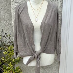 Akemi + Kin Anthropologie Women's Open Front Tie Wrap Beige Sweater Size O/S